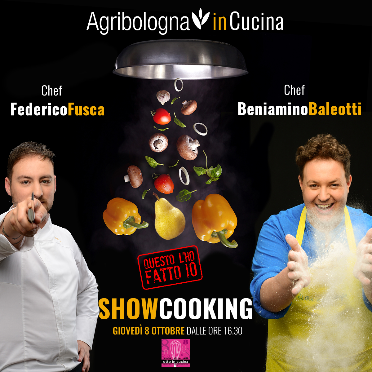 Showcooking firmato Agribologna con gli chef Beniamino Baleotti e Federico Fusca